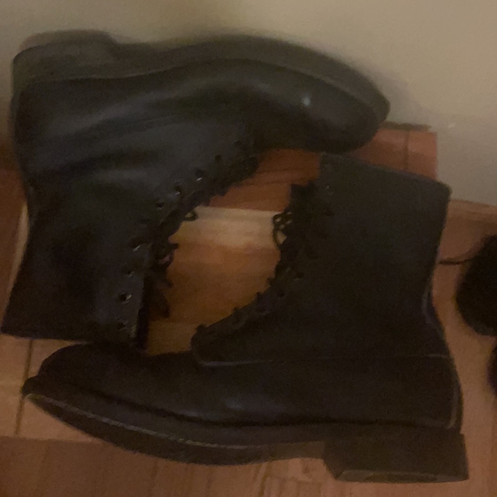 BILTRITE Black Leather Lace-up Steel Toe Military Combat Shoes Size 9 W